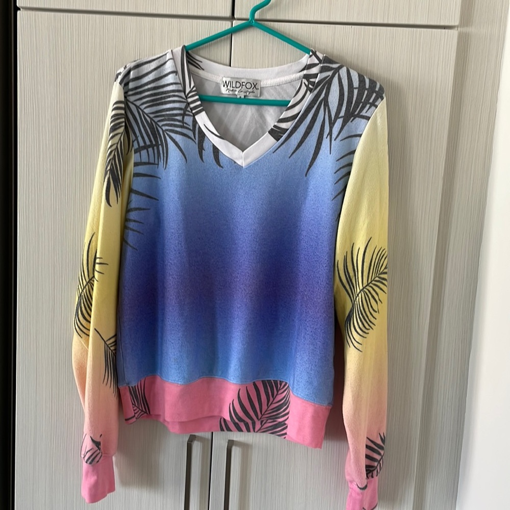 Wildfox small long-sleeved top. Tropical colors.